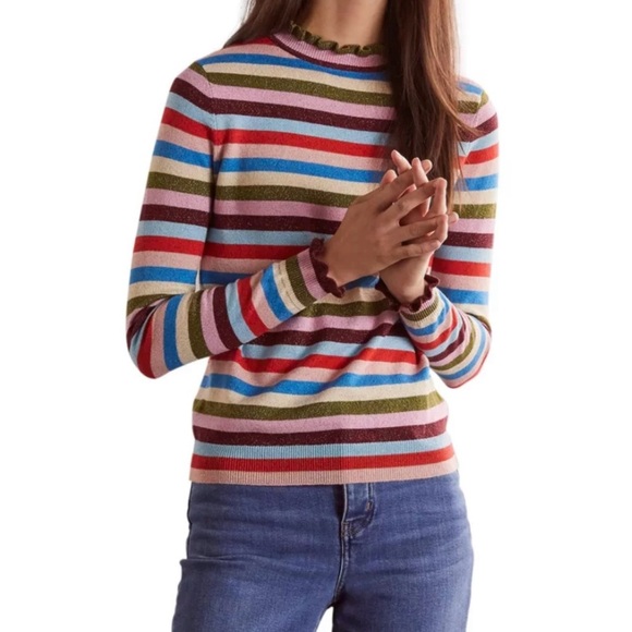 Boden Women’s Lara Sparkle Striped Cotton Blend Sweater Jumper Size 8 - Picture 12 of 16